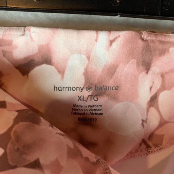 Harmony Balance‎ Yoga Pants Women's XL Pink Floral Polyester Elastic Waist 7057 - Picture 7 of 10